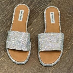 Steve Madden Iridescent Crystal Slider Sandals